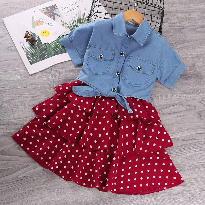 Spring and Autumn Children Straps Fashionable Korean Style Trendy Suit Skirt