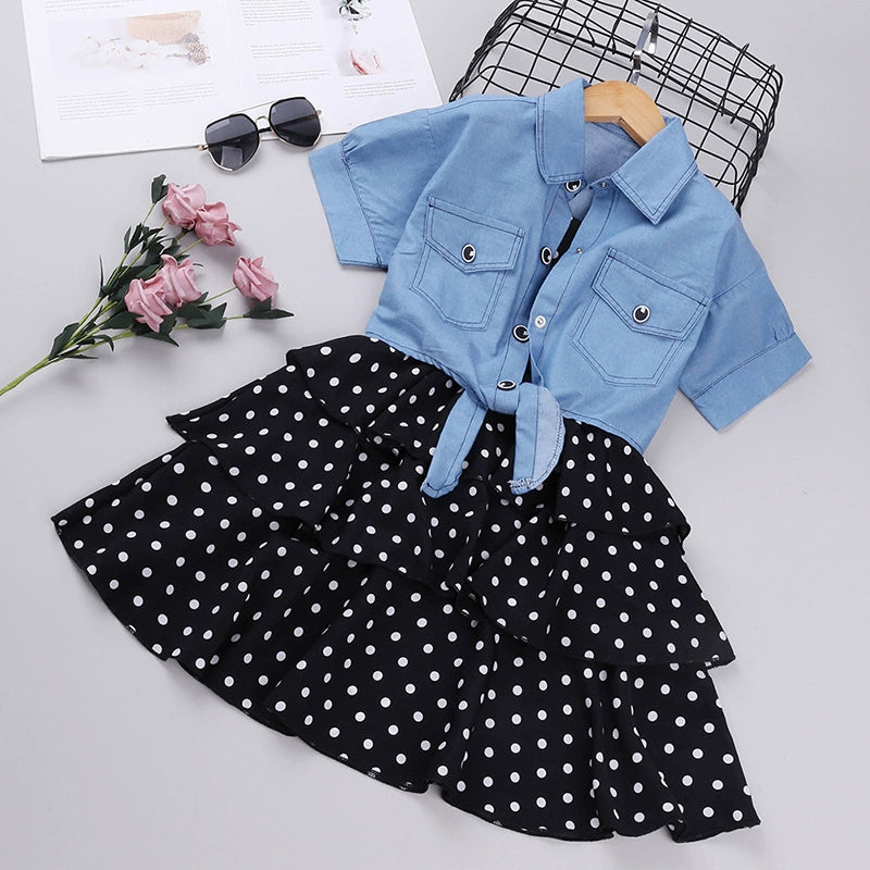 Spring and Autumn Children Straps Fashionable Korean Style Trendy Suit Skirt