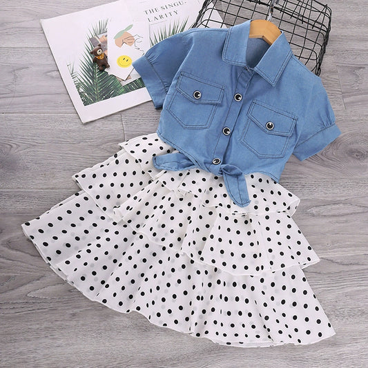 Spring and Autumn Children Straps Fashionable Korean Style Trendy Suit Skirt