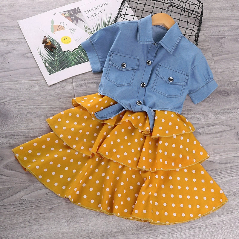 Spring and Autumn Children Straps Fashionable Korean Style Trendy Suit Skirt