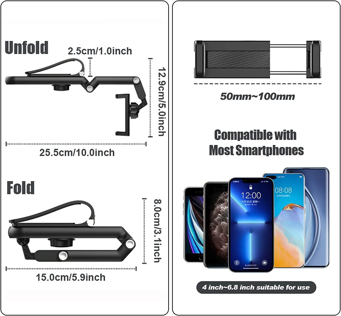 Sun Visor Phone Holder for Car Multifunctional 360° Rotating Sun Visor Cell Phone Holder with IPhone/Samsung/Android