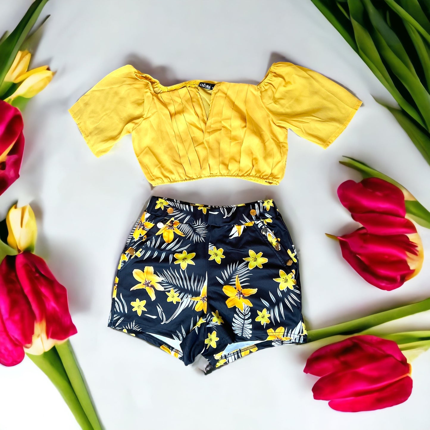 Tropical Print Shorts Set